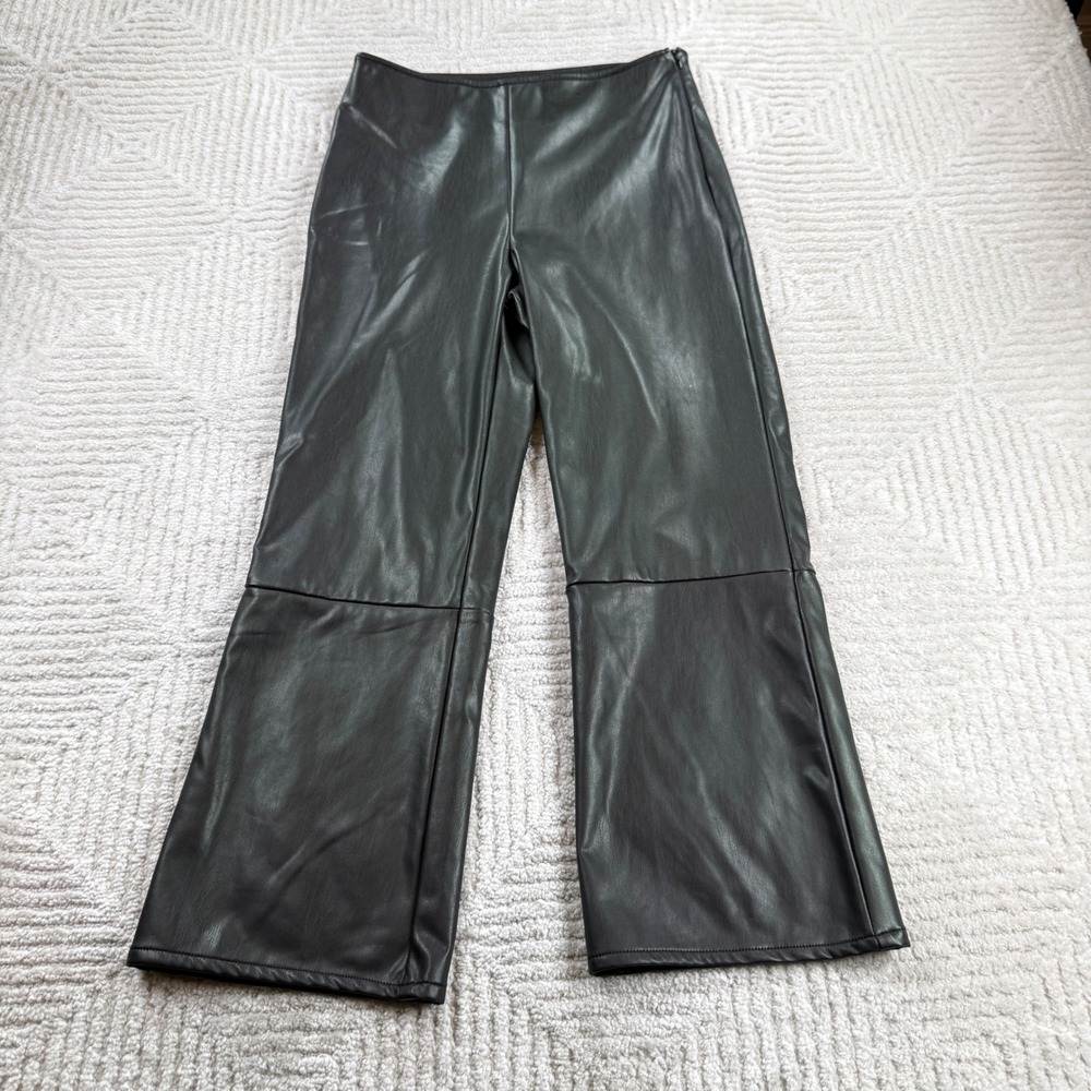Wildfox Faux Leather Pants Womens S Black Wide Leg Edgy Goth Moto Biker Grunge